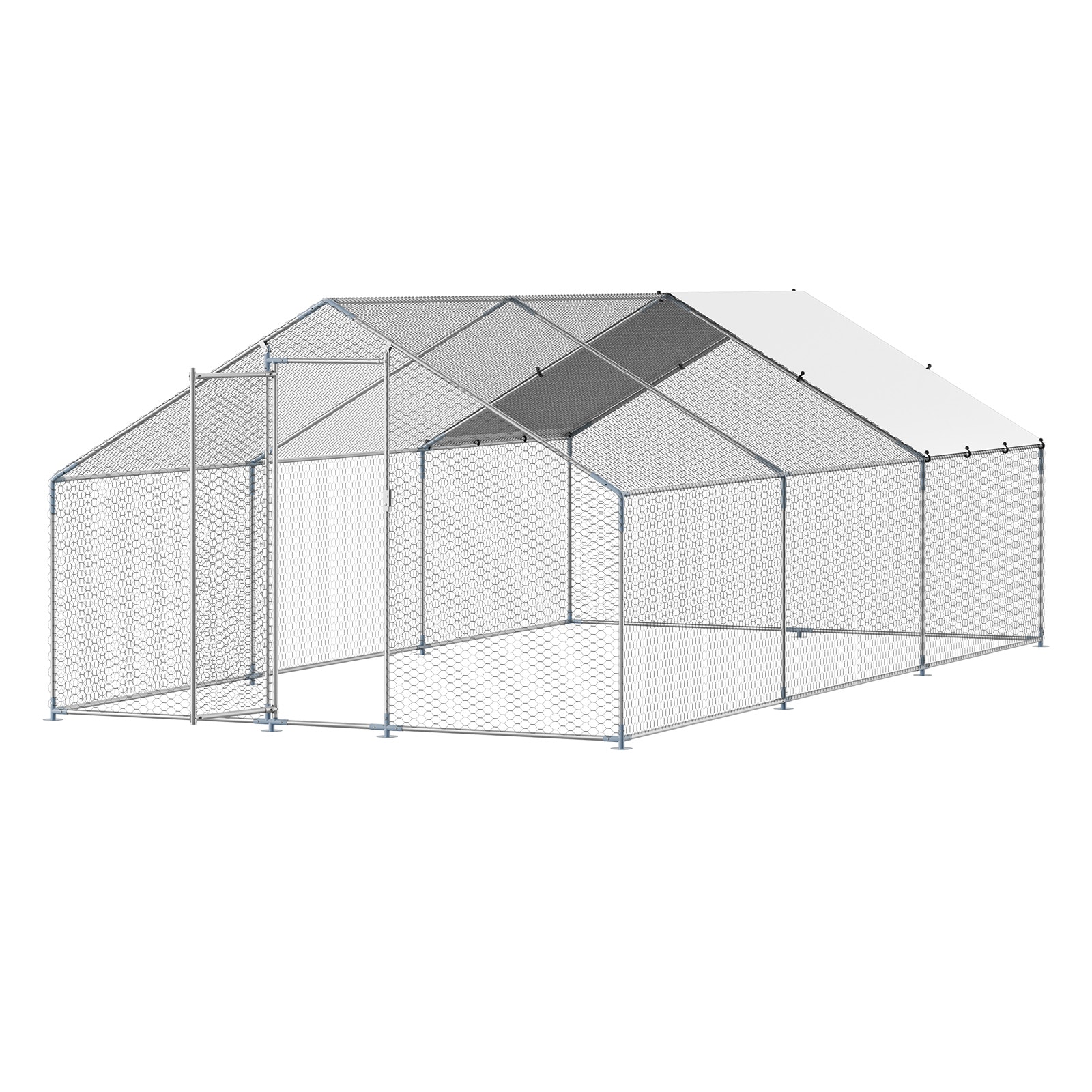 Metal Walk-in Chicken Coop With Waterproof Roof Cover_voghion.com
